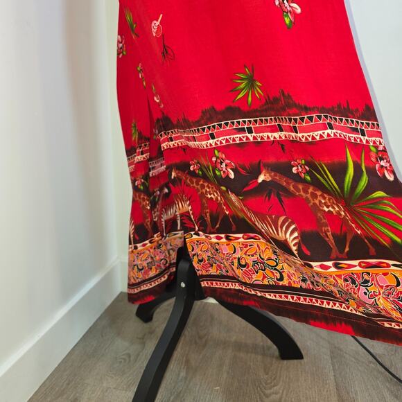 Jane Ashley Red Hawaiian Tropical Floral Maxi Dress Size 2X  Jungle Safari Beach - Picture 4 of 8
